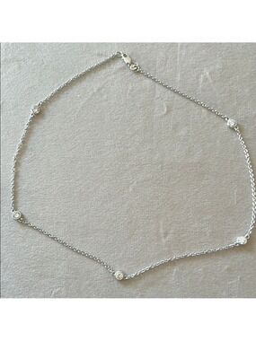 Elegant Silver multi station Chain Necklace (16 inch)